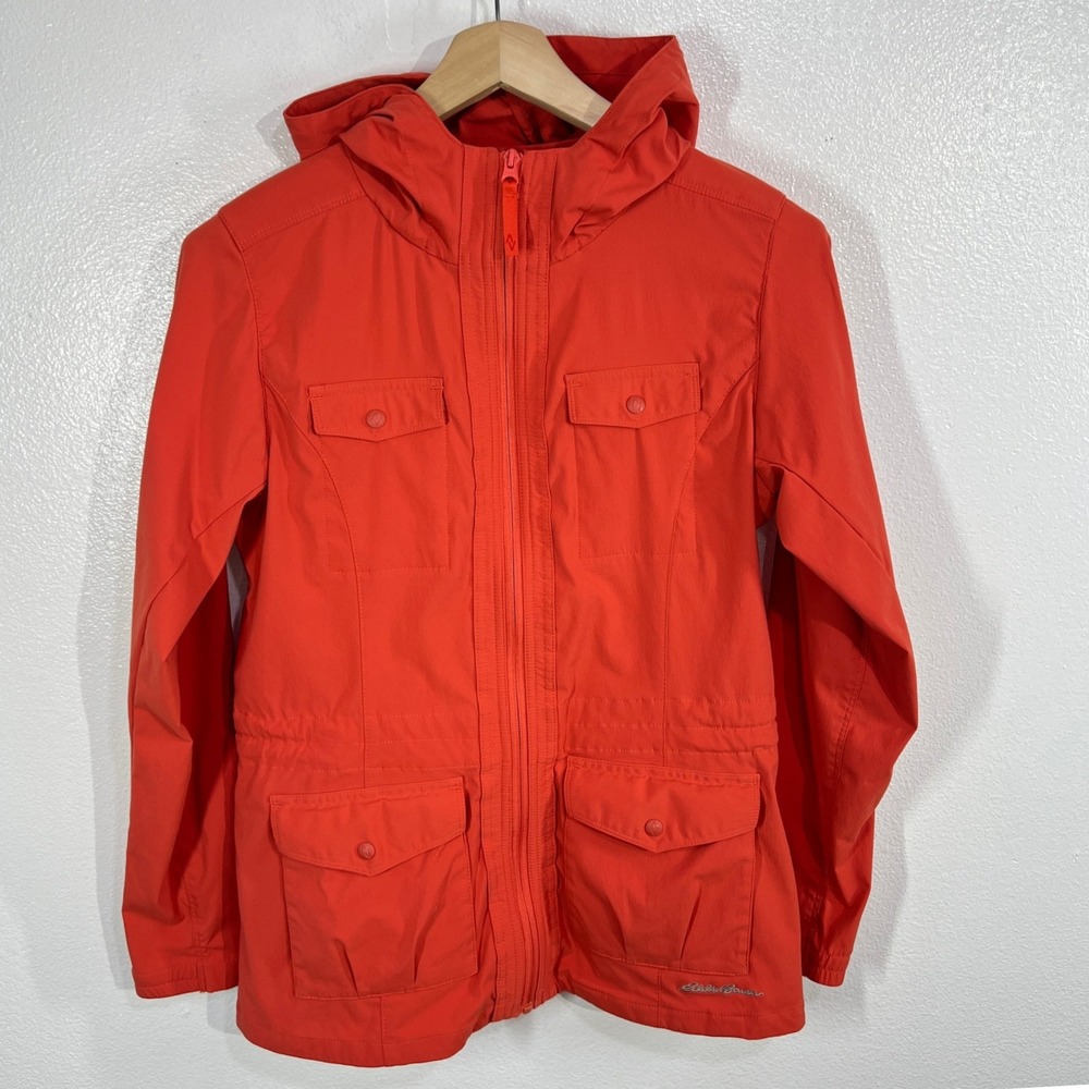 Eddie Bauer Travex Atlas 2.0 Utility Jacket Womens Medium Orange‎ Hooded Travel